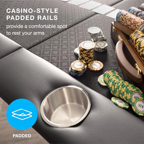 10-Person Foldable Poker Table with Speed Cloth and Stainless Steel Cupholders V71816