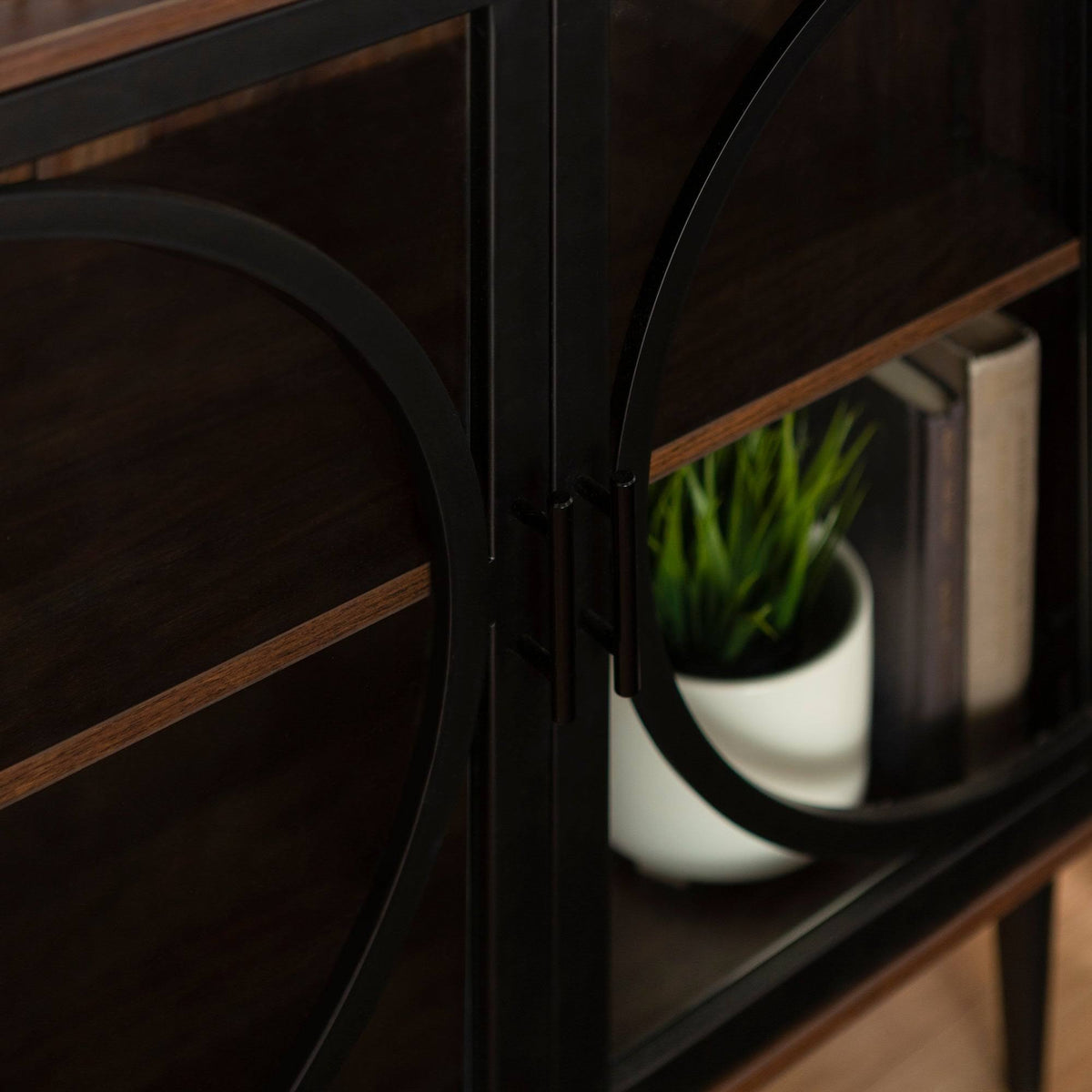 Metal and Glass Door Accent Console R498