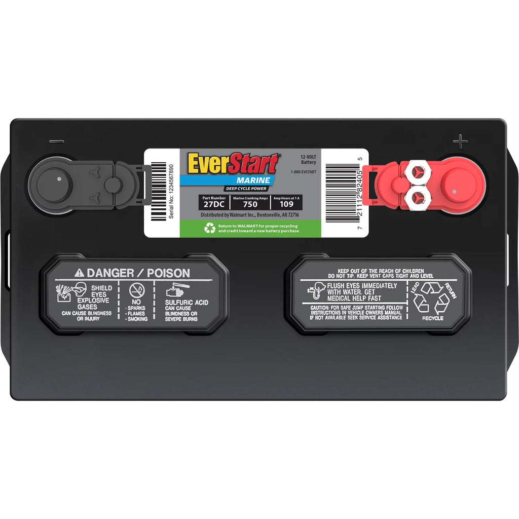Lead Acid Marine & RV Deep Cycle Battery Group Size 27DC 12 Volt 750 MCA R206
