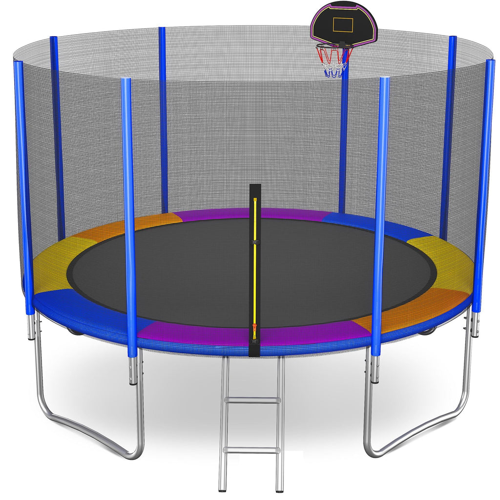 12FT Round Trampoline with Enclosure Net V472474