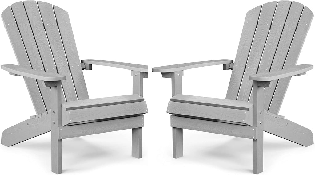 Black Plastic Adirondack Chairs Set of 2 J9475