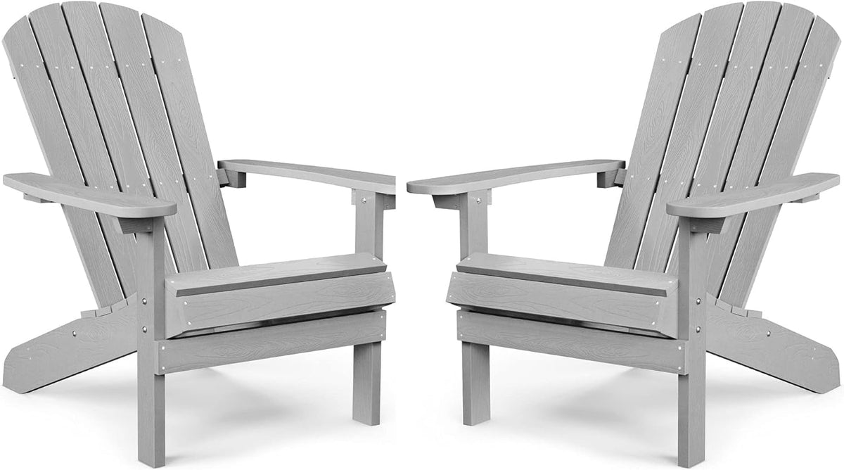 Black Plastic Adirondack Chairs Set of 2 J9475
