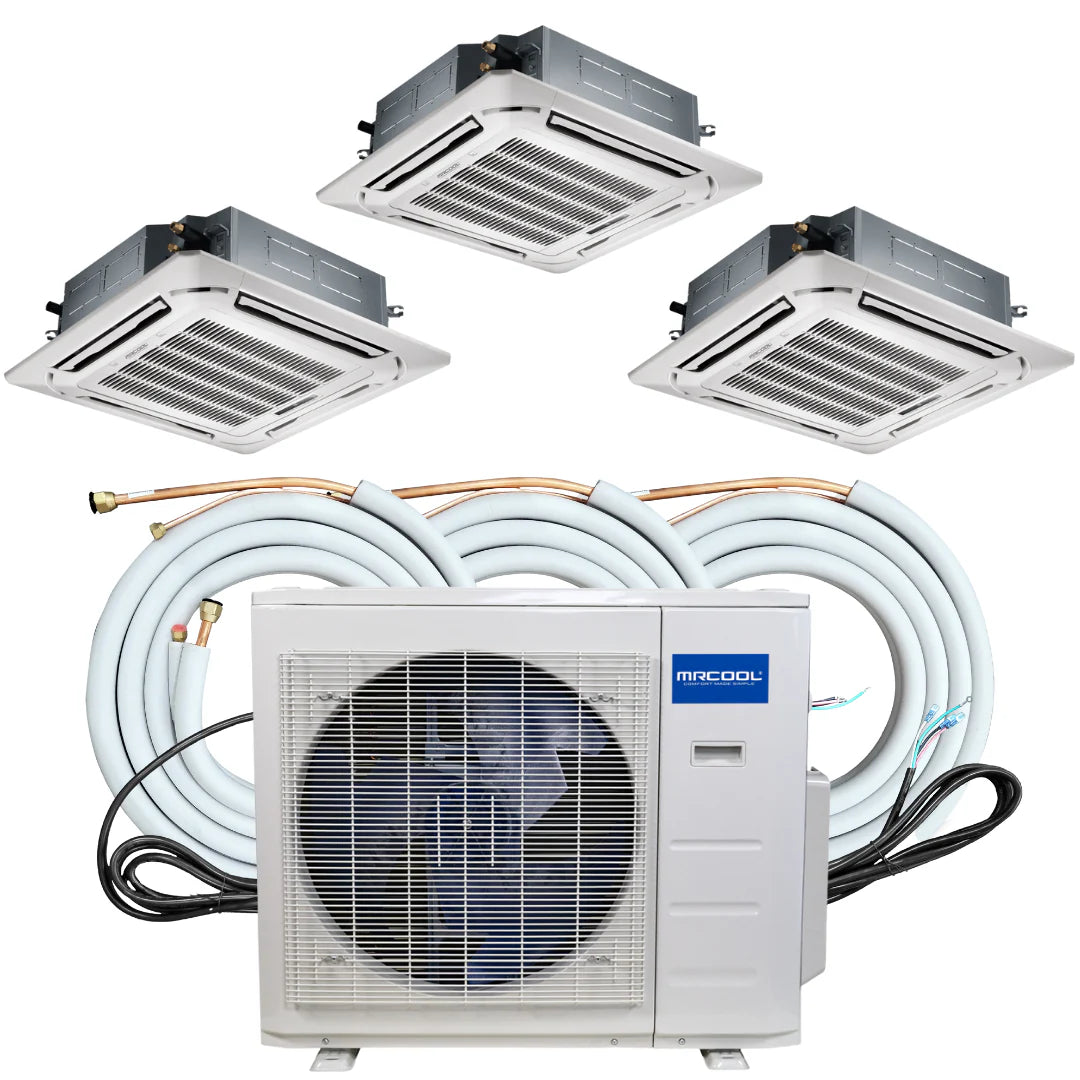 36K BTU 3 Zone Ductless Ceiling Cassette Heat Pump F8093