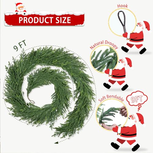 9Ft Artificial Evergreen Cedar Pine Garland M7803