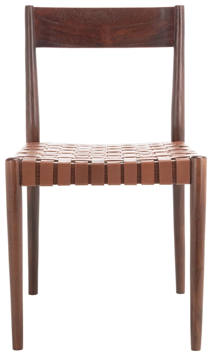 Cognac Brown Leather Dining Chair Set of 2 Z85545