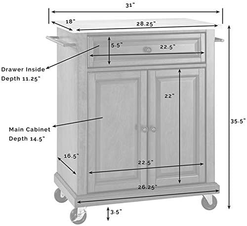 White Natural Wood Top Kitchen Cart T92540