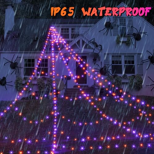 Halloween Spider Web Lights with 59" Spider and Stretch Cobweb J60168
