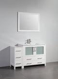 48 in. Single Sink White Ceramic Vanity Cabinet with Mirror R779709