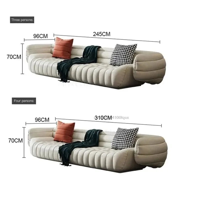 Yellow Light Grey Leather Sofa C4434
