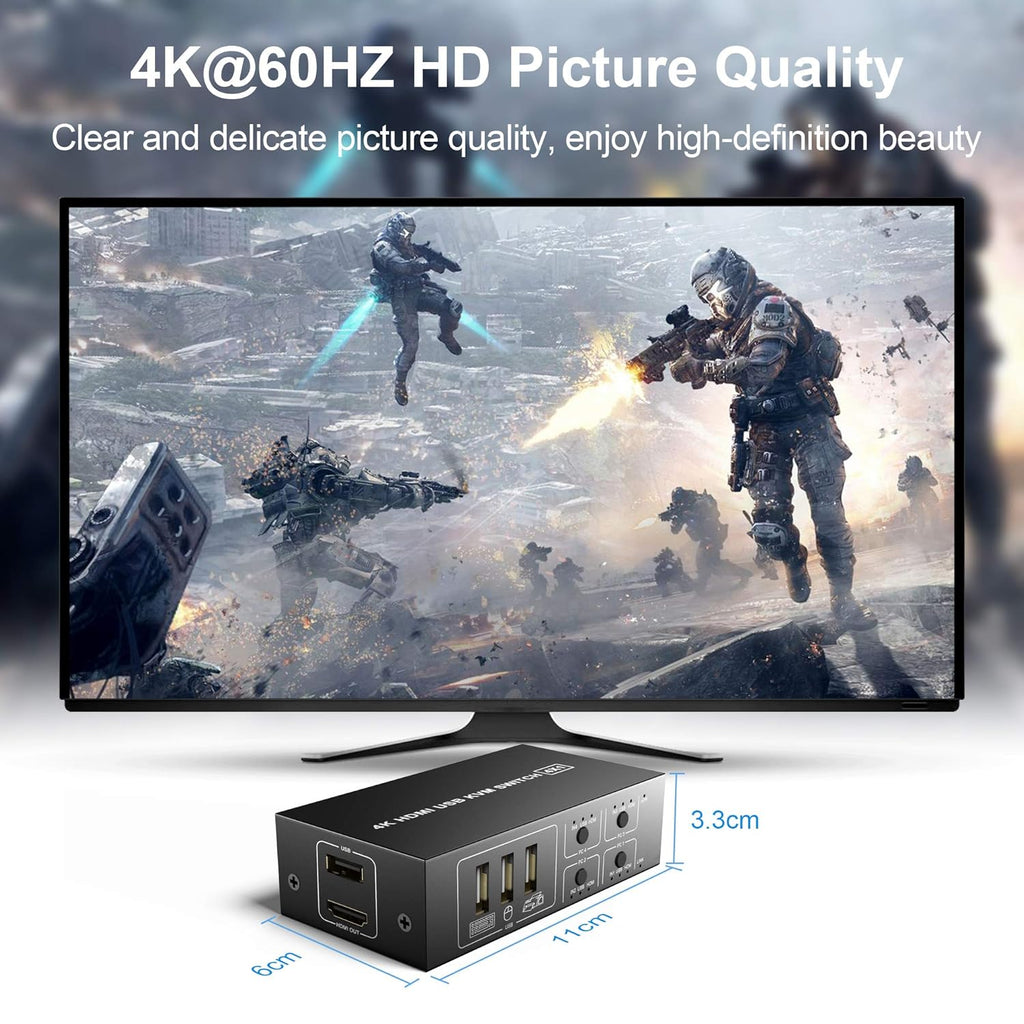 4 Port HDMI KVM Switch 4K@60Hz 4 In 1 Out O18186