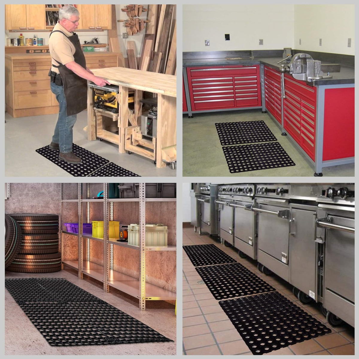 Interlocking Rubber Drainage Floor Mat 24 x 16 inches 12 Mats M803