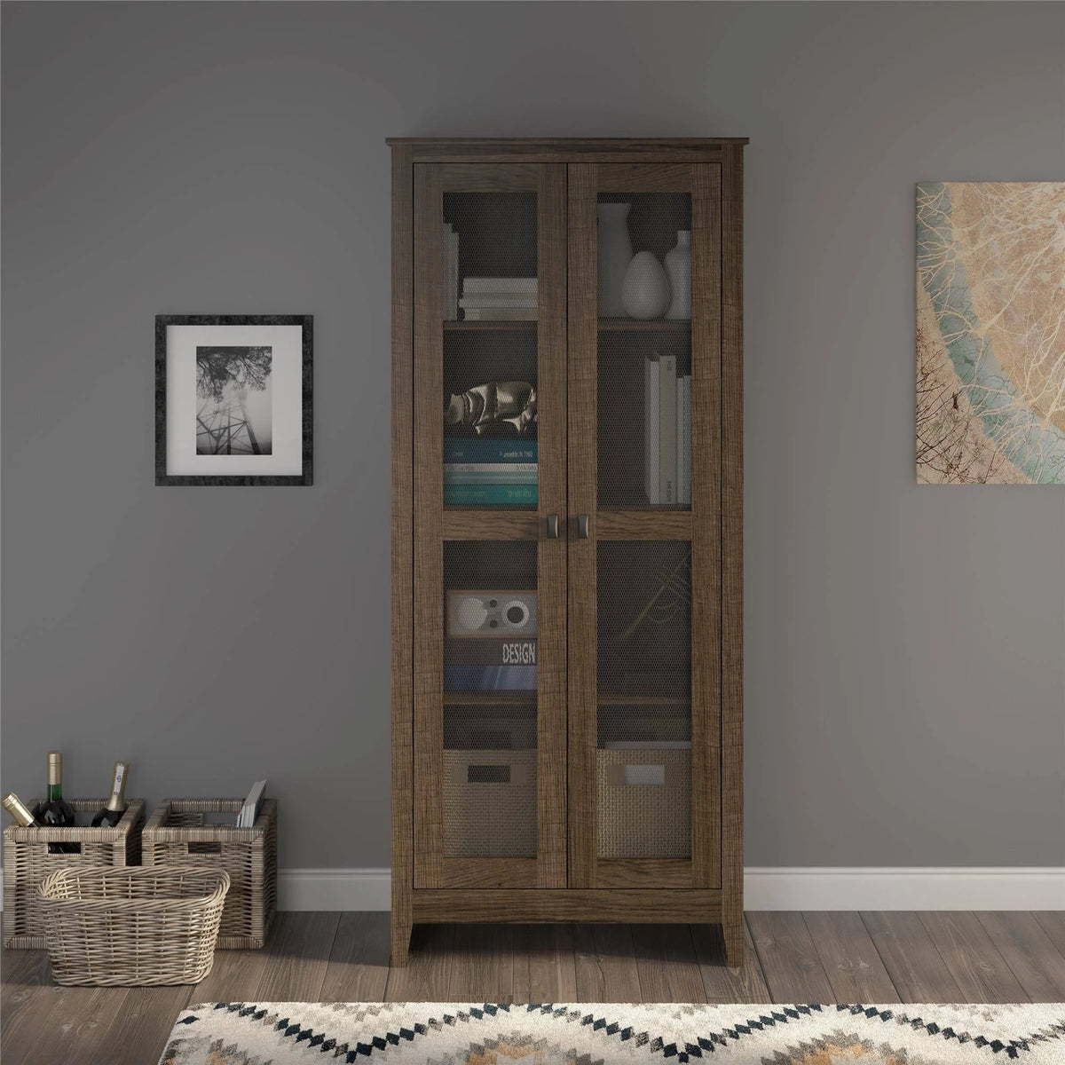 31.5 inch Wide Storage Cabinet with Mesh Doors V46410