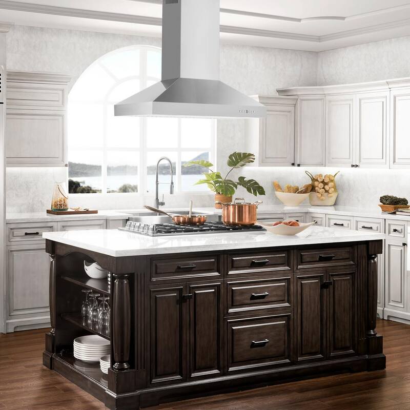 36 in. 400 CFM Convertible Island Mount Range Hood Stainless Steel B21791