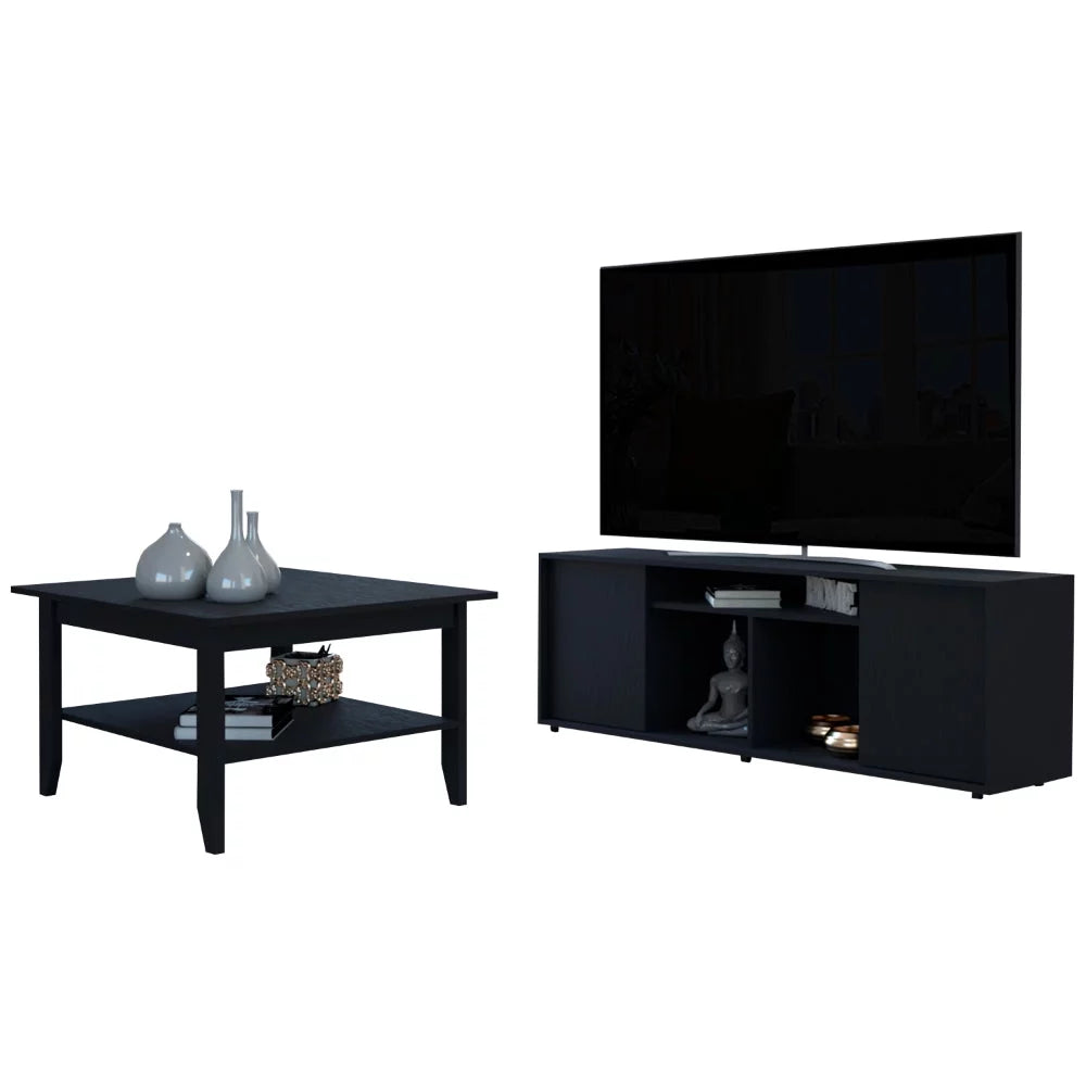 Black Coffee Table and TV Stand S544