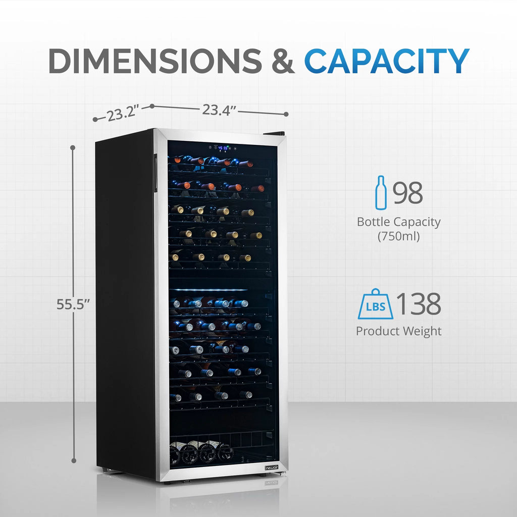 98 Bottle Dual Zone Stainless Steel Wine Refrigerator D605