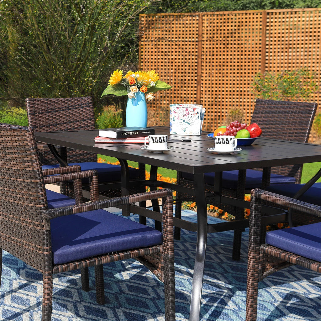 8-Piece Outdoor Patio Set with 13 ft Navy Umbrella Z1111