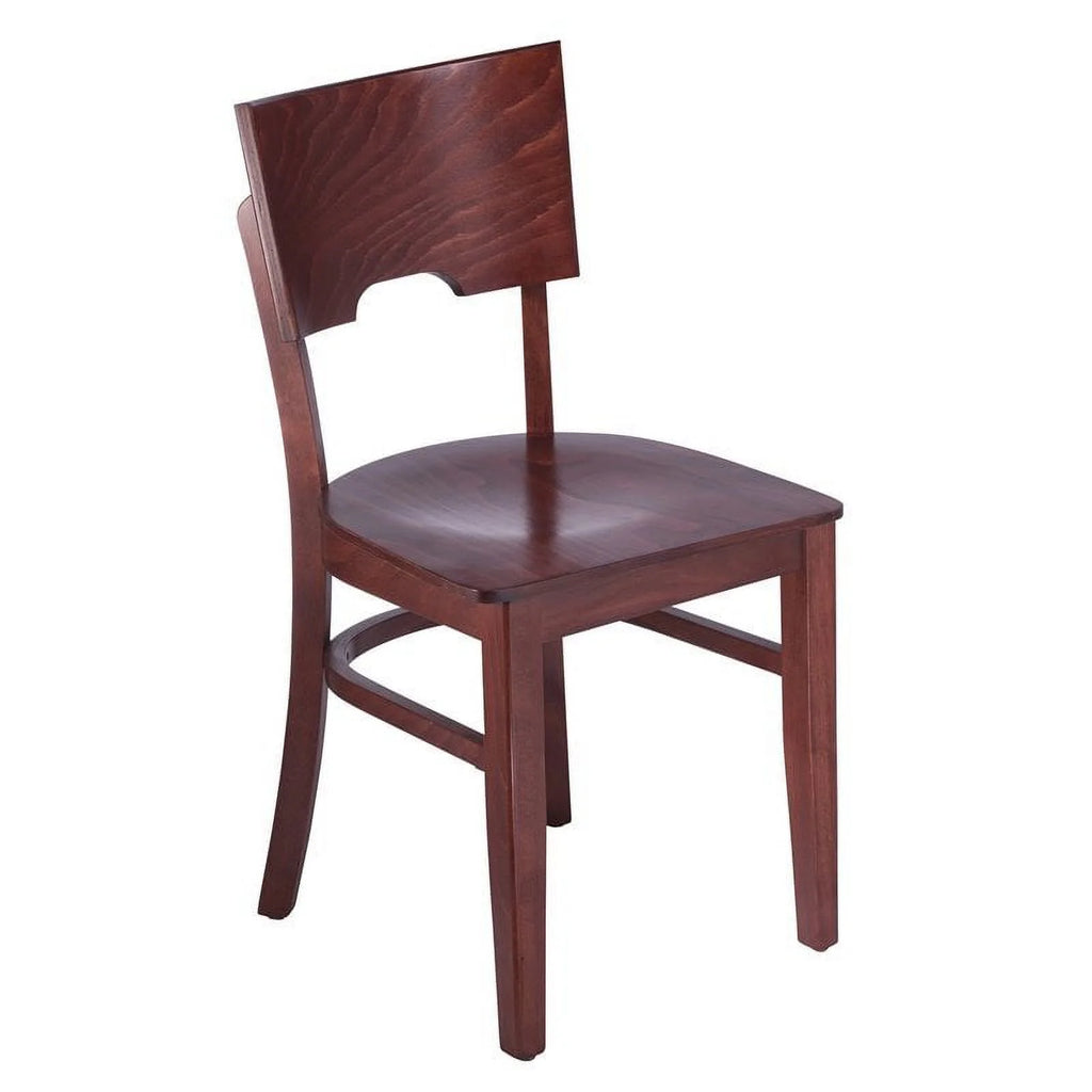 Mahogany Wood Seat Side Chair Set of 2 V7367