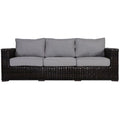 Tan Fabric Sofa with Gray Cushion U409