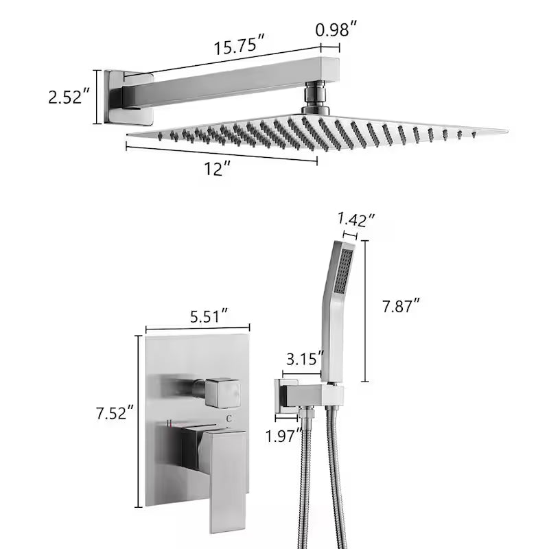12 in. Brushed Nickel Shower System with Handheld S503383