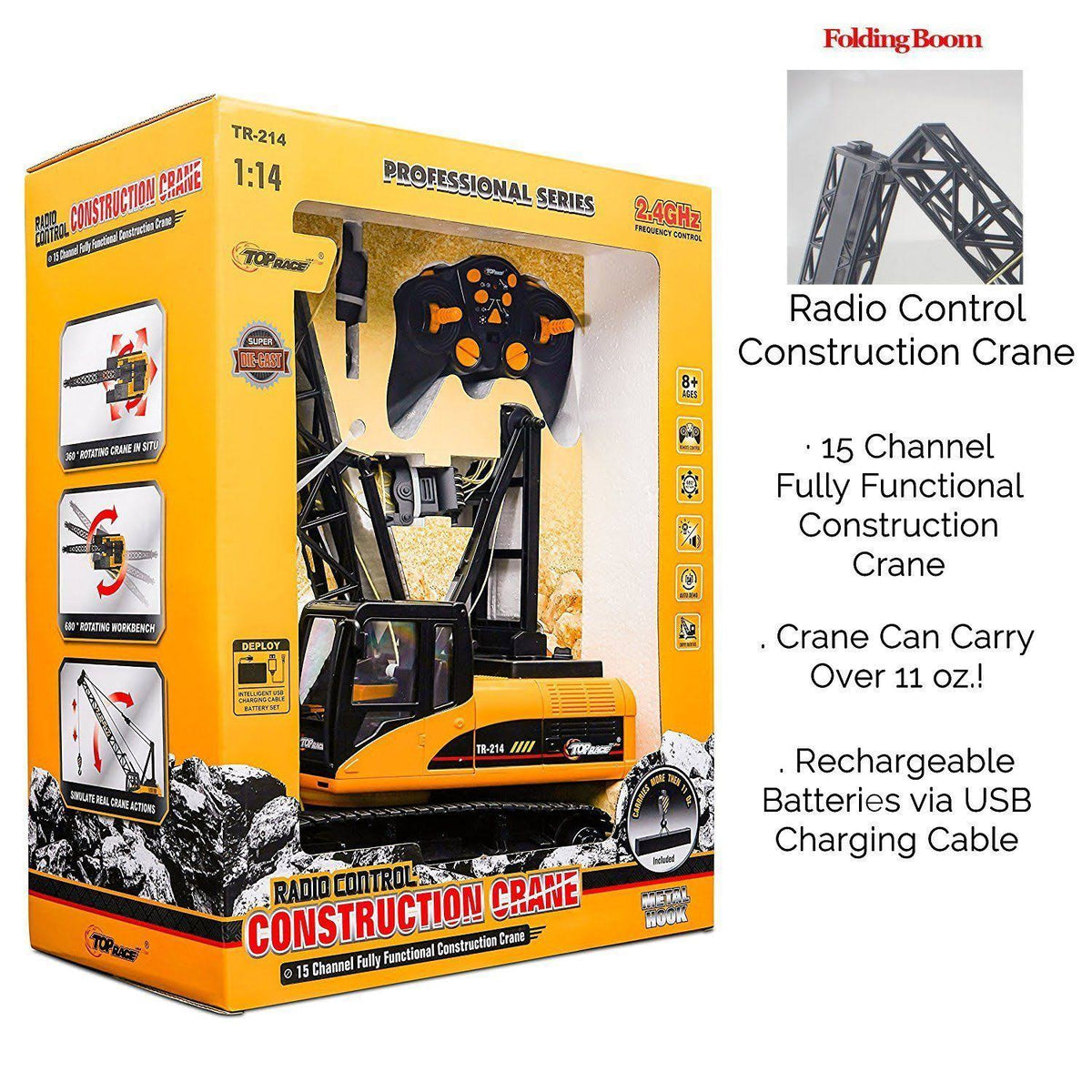15 Channel Remote Control Crane 1 14 Scale RC Construction Toy K885306