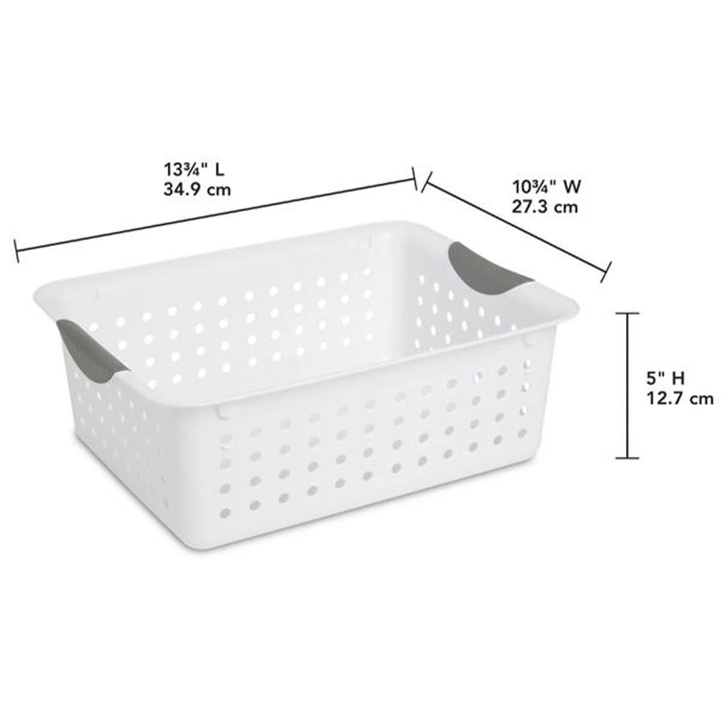 Medium White Plastic Storage Organizer Basket, 6 Pack N986