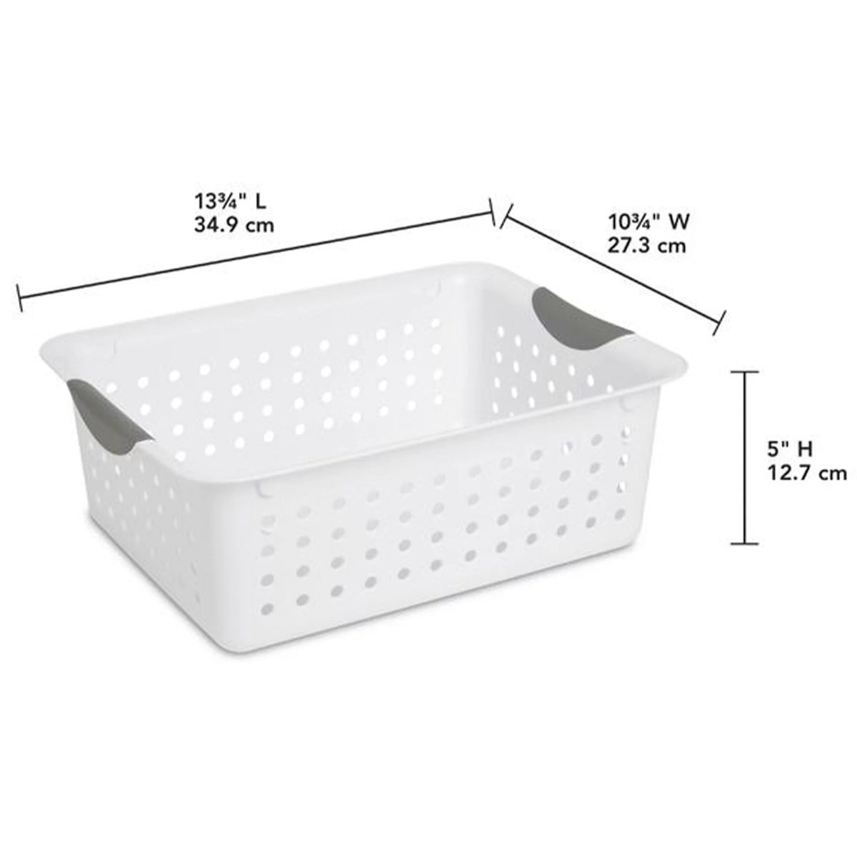 Medium White Plastic Storage Organizer Basket, 6 Pack N986