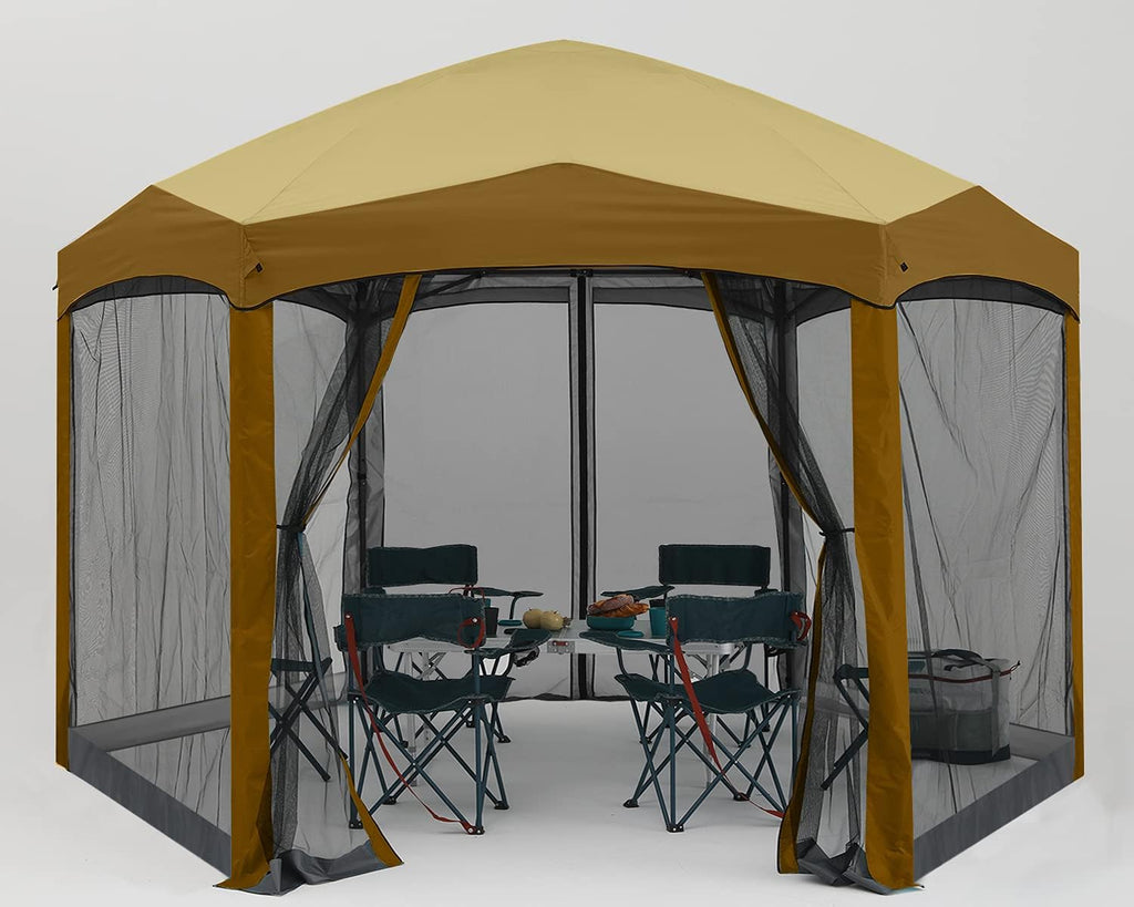 Pop Up 6 Sided Instant Screened Canopy Tent 12x10Ft White H660