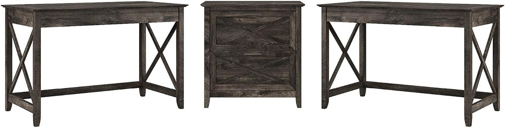 2 Person Desk Set with Lateral File Cabinet I458631