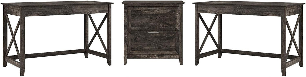 2 Person Desk Set with Lateral File Cabinet I458631