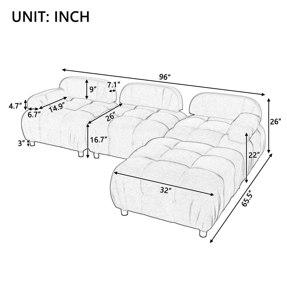 Beige L Shaped Convertible Sectional Sofa Y8928