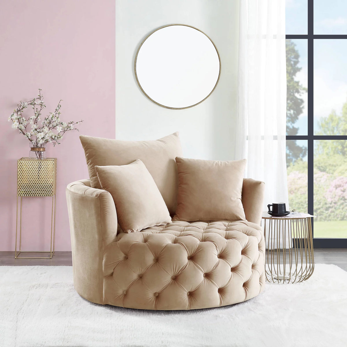 Beige Tufted Accent Chair Z335466