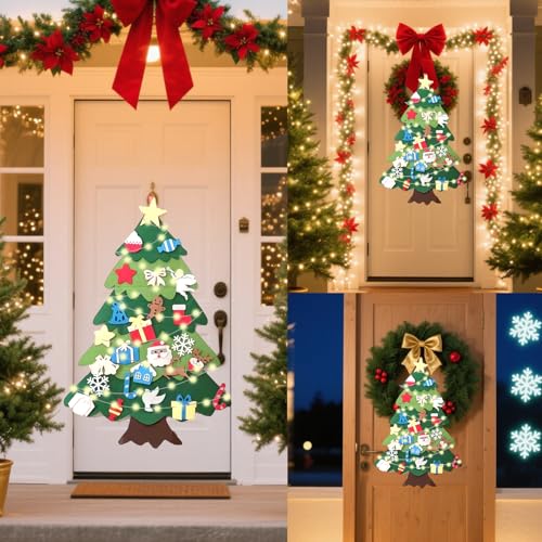 3ft Felt Christmas Tree Set with 32 Ornaments & LED String Light N1759