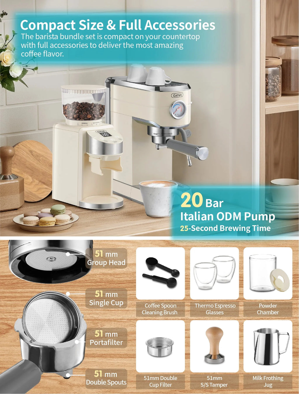 20 Bar Espresso Machine with Burr Coffee Grinder Z785196