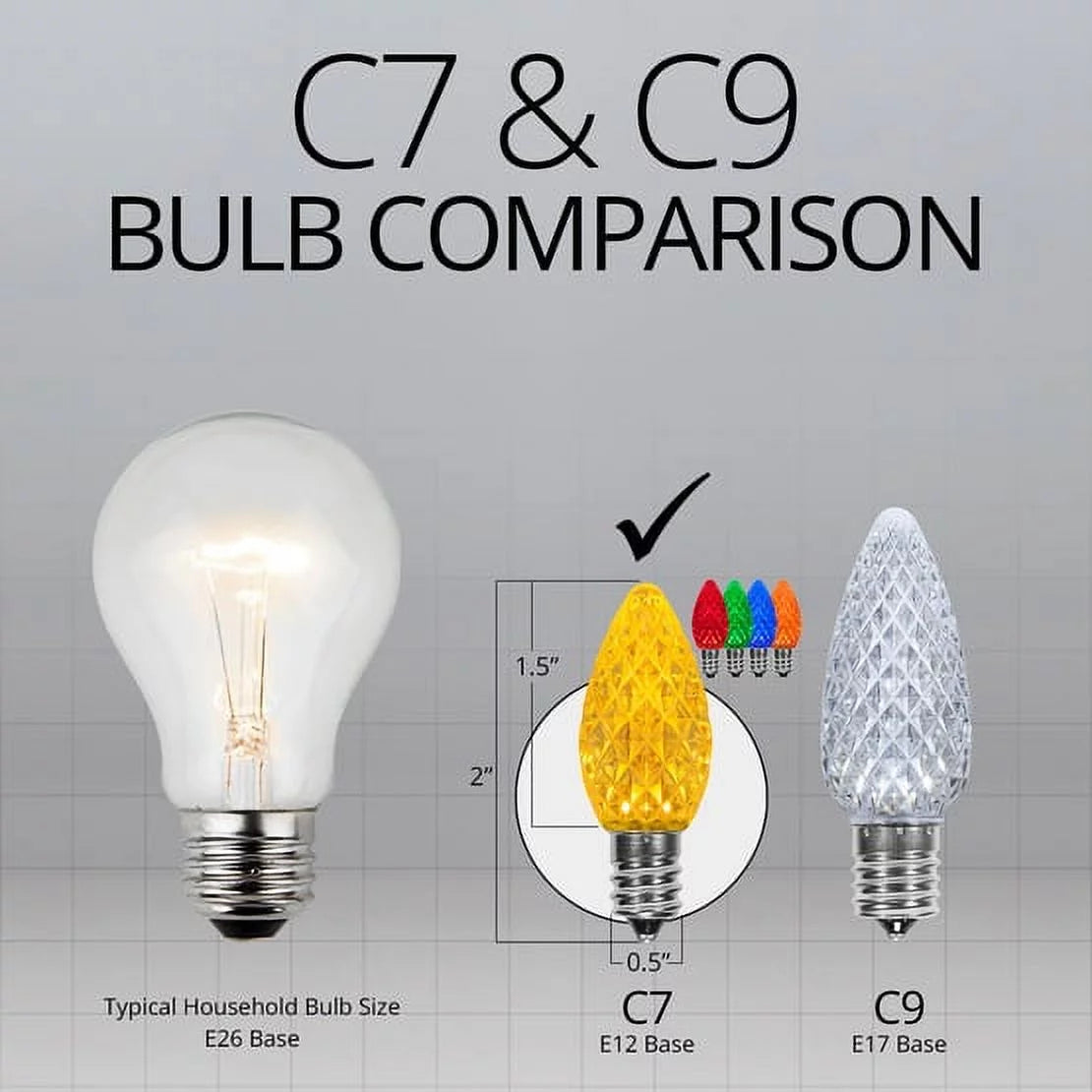 Multicolor LED Christmas Lights Replacement Bulbs, Pack of 25 J2115