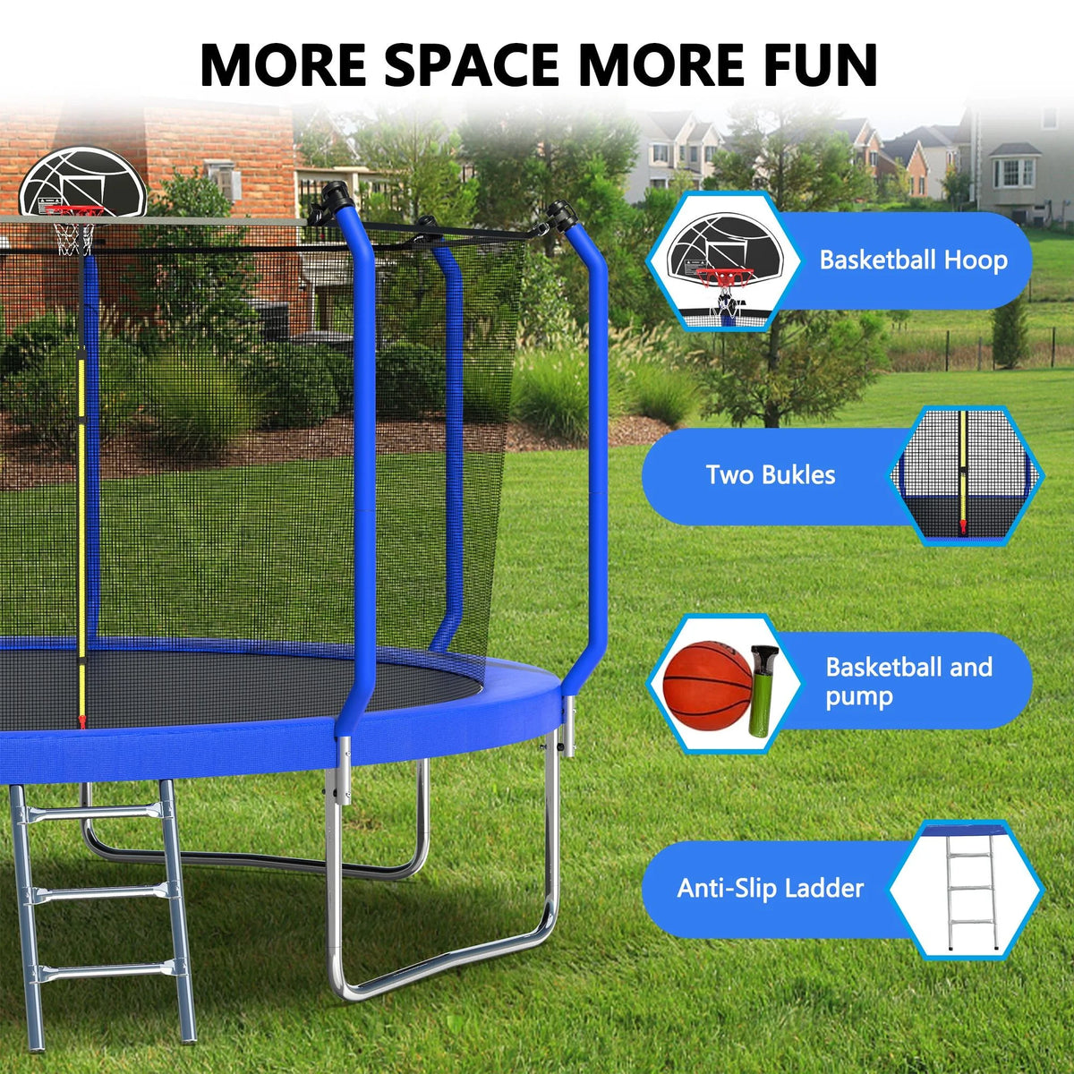 12FT Round Trampoline with Enclosure Net V472474
