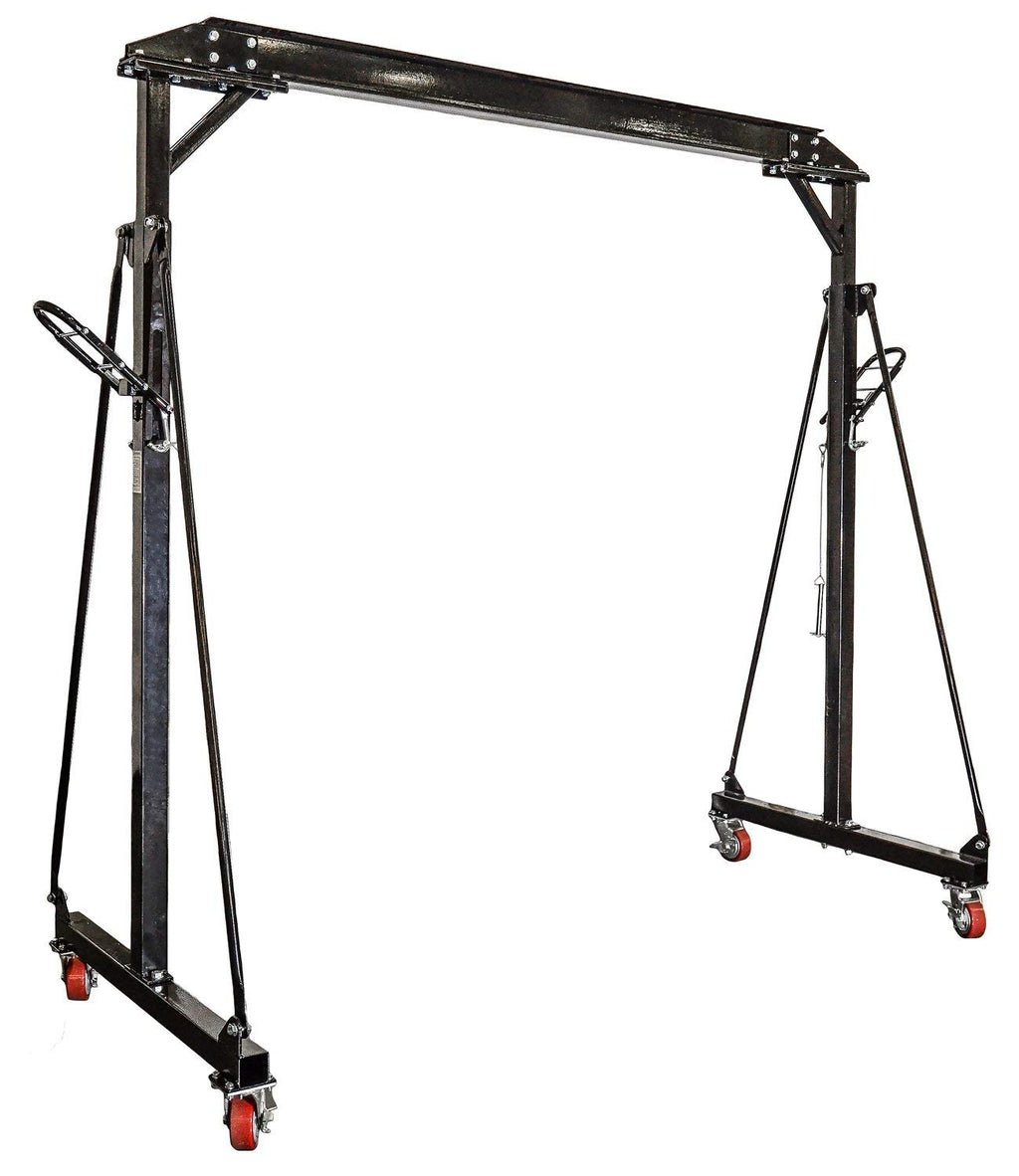 Adjustable Height Gantry Crane 1-Ton Capacity Black Powder Coated Steel L1603