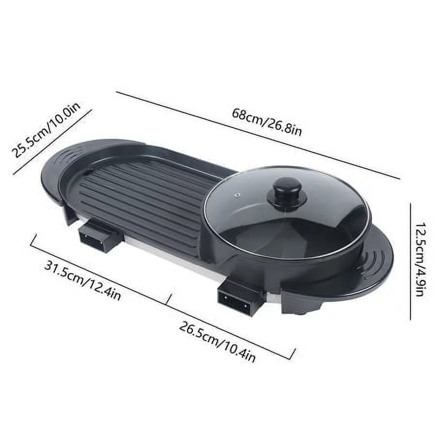 2 In 1 Portable Electric Non-stick Hot Pot Barbecue Grill F310333
