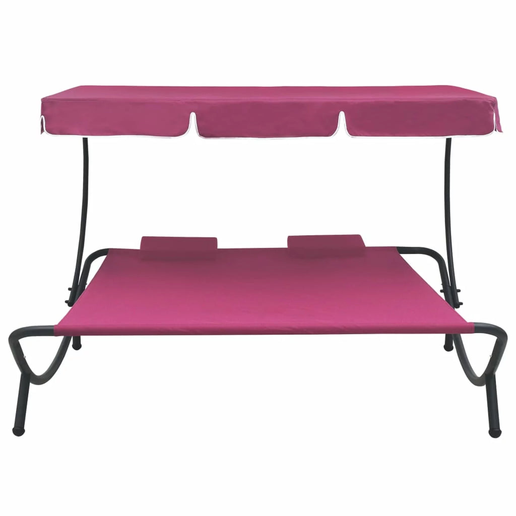 Pink Outdoor Bed with Canopy and Pillows C2634