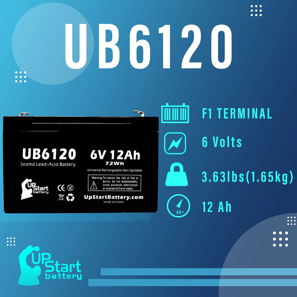 6V 12Ah Sealed Lead Acid Battery with F1 to F2 Terminal Adapters Z4798