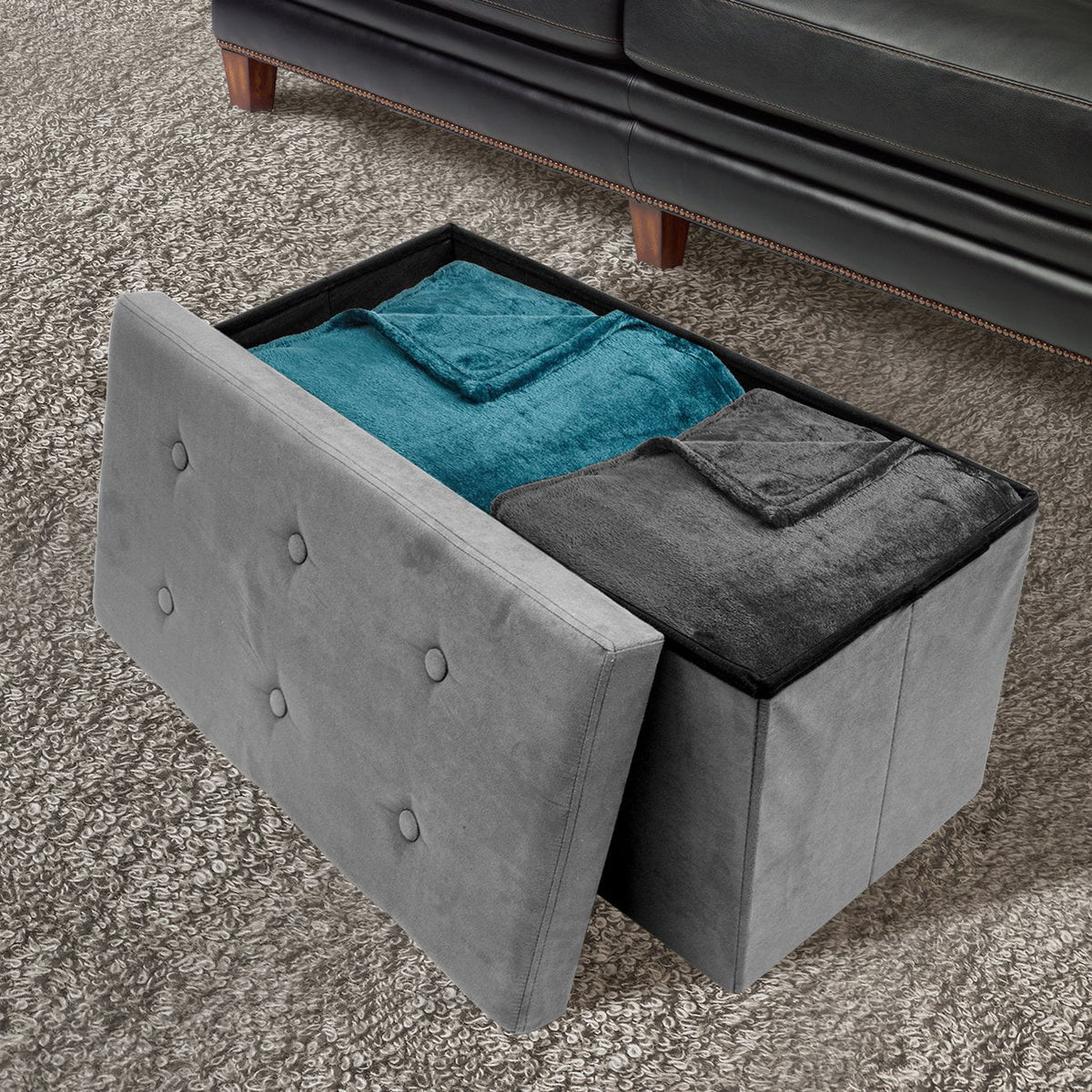 Collapsible Folding Storage Bench Ottoman with Cover V61689