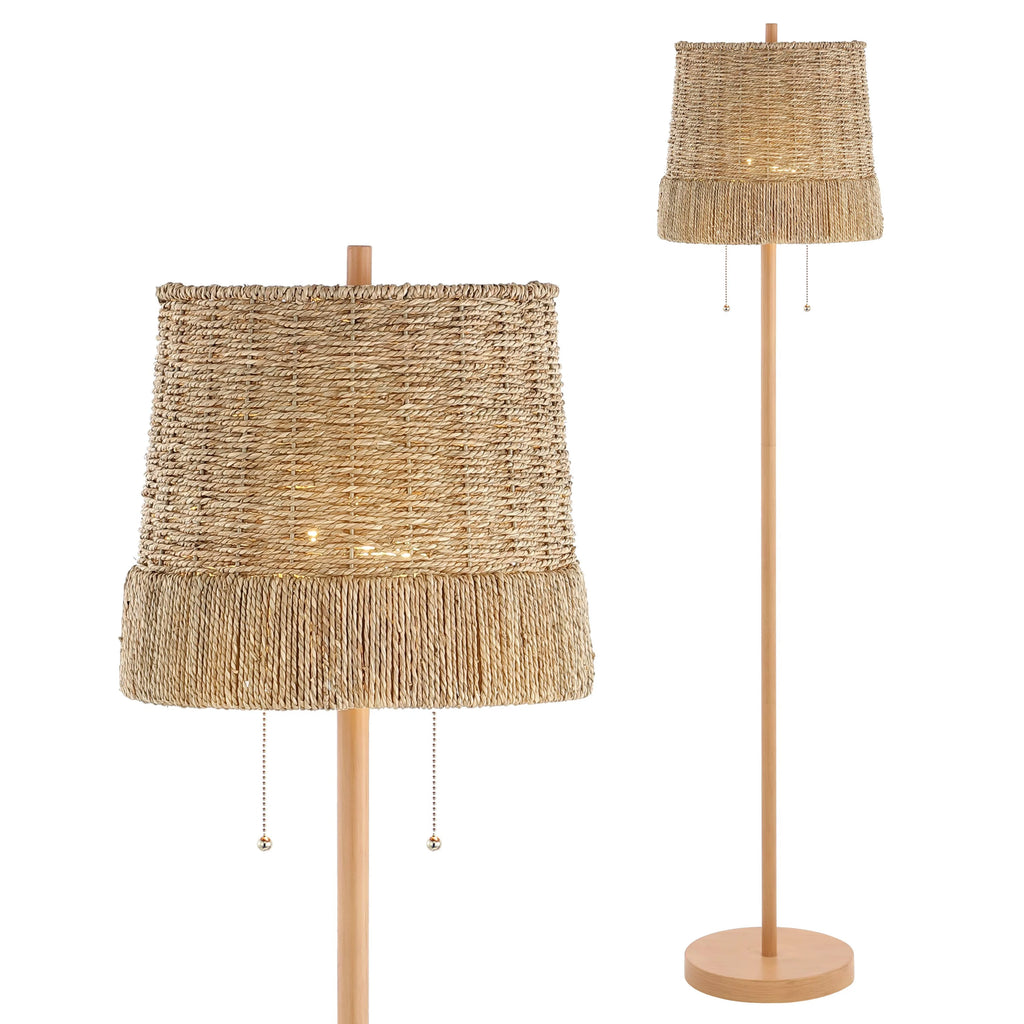 61" 2-Light Rattan LED Floor Lamp A38327