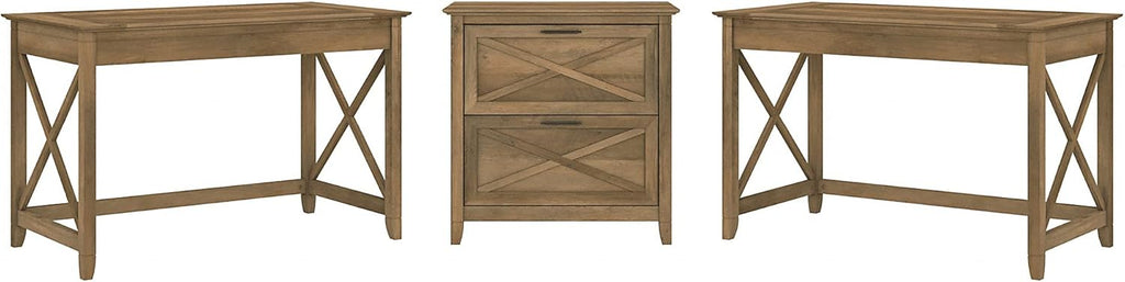 2 Person Desk Set with Lateral File Cabinet I458631