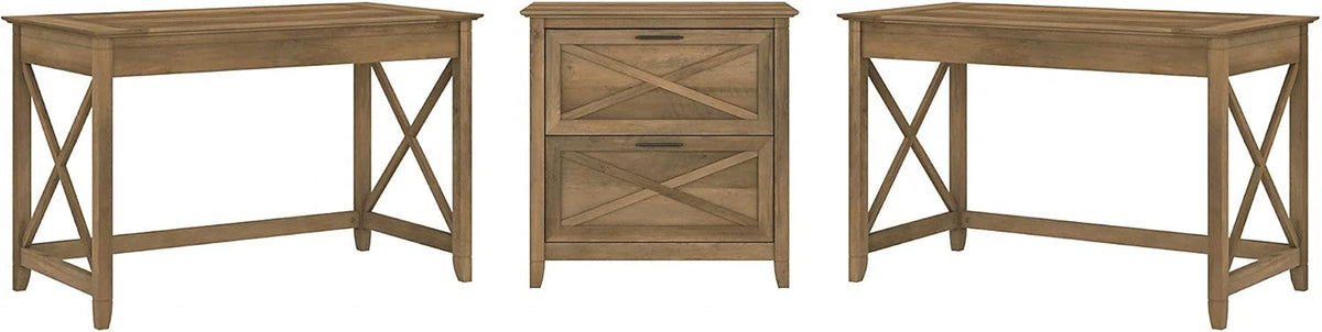 2 Person Desk Set with Lateral File Cabinet I458631