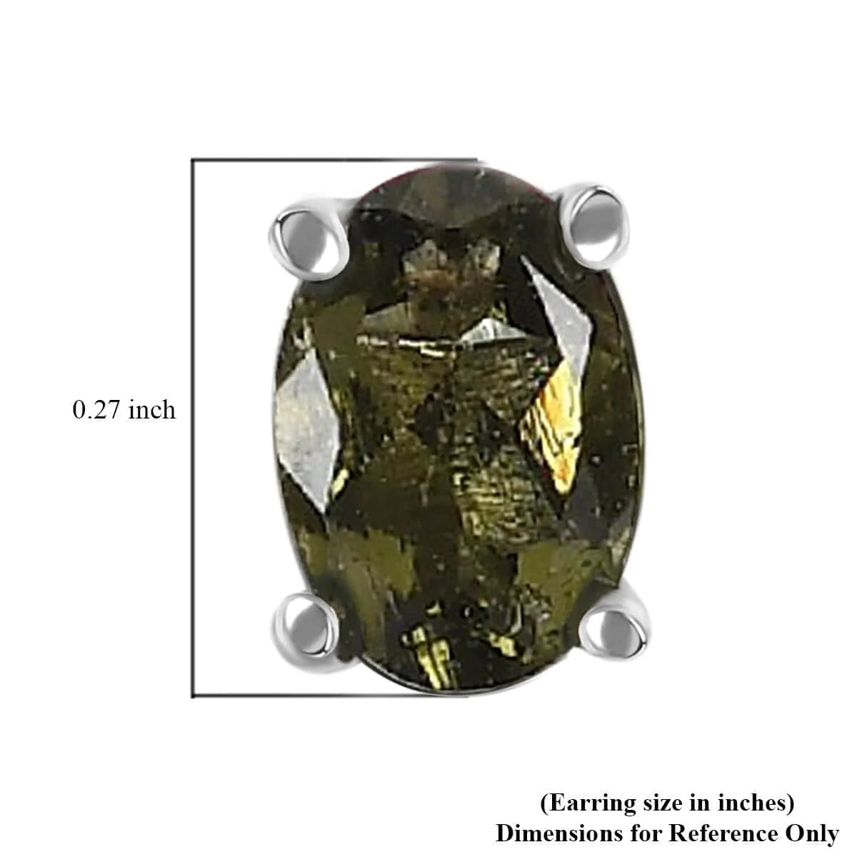 Green Moldavite Stud Earrings 925 Sterling Silver L63359