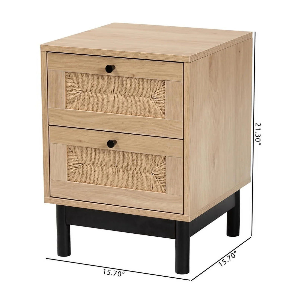 2-Drawer Mid-Century Wood End Table R218