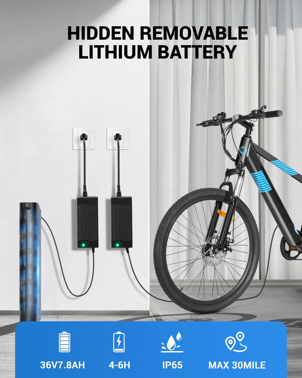 350W 26 Electric Mountain Bike with Removable Battery 7 Speed X757