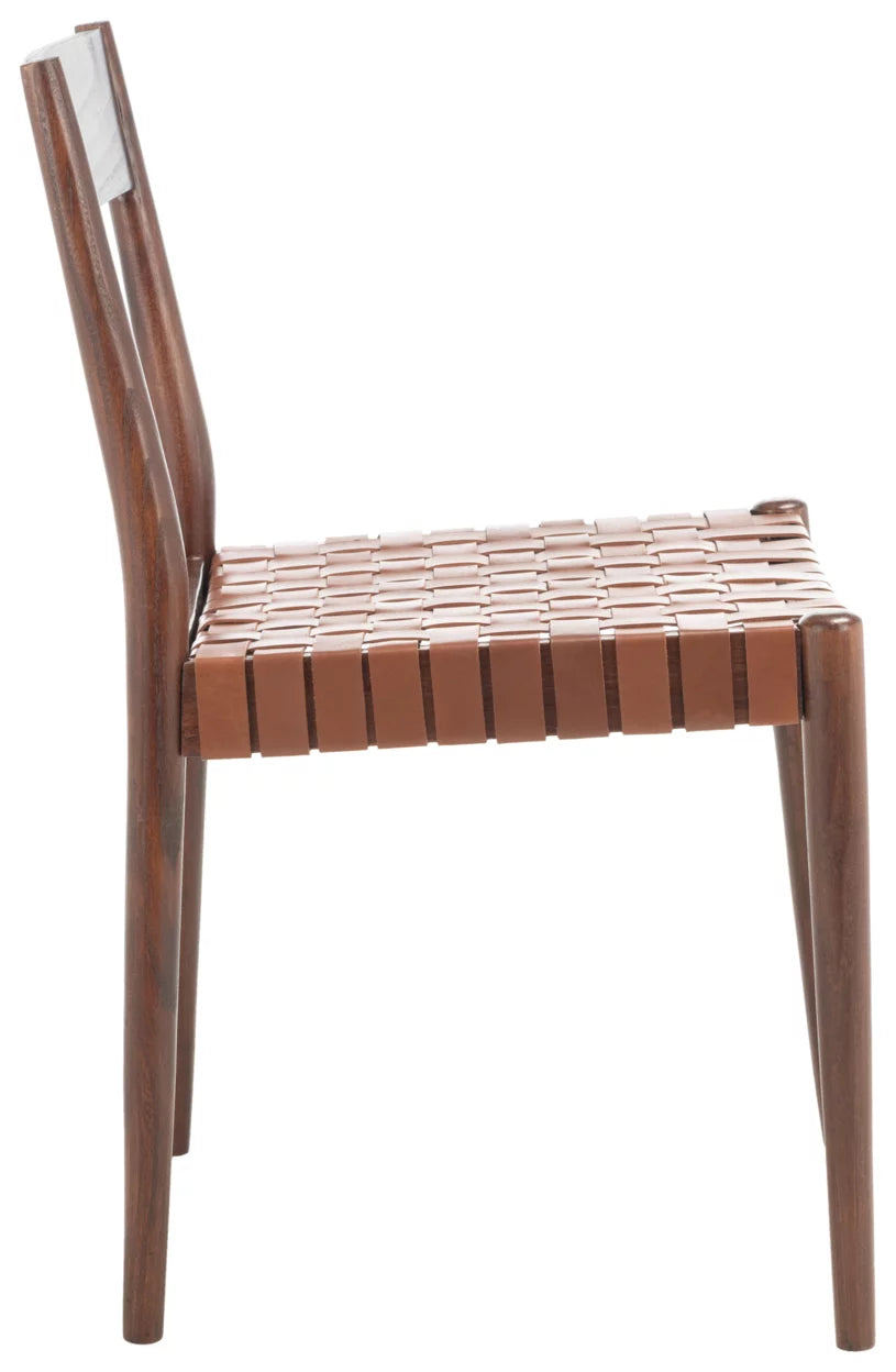 Cognac Brown Leather Dining Chair Set of 2 Z85545