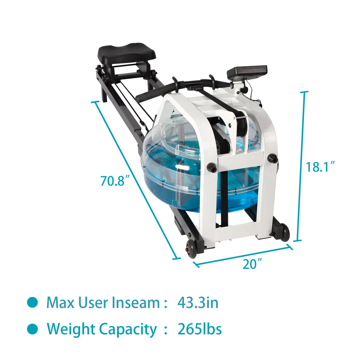 Rowing Machine with LCD Monitor, 330 lbs Weight Capacity, Adjustable R3758