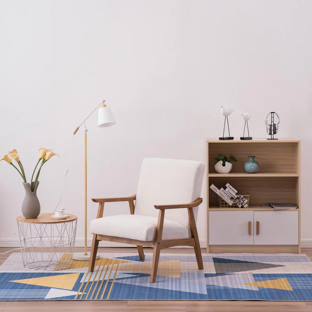 Beige Mid-century Modern Arm Chair with Solid Wood Frame U9425