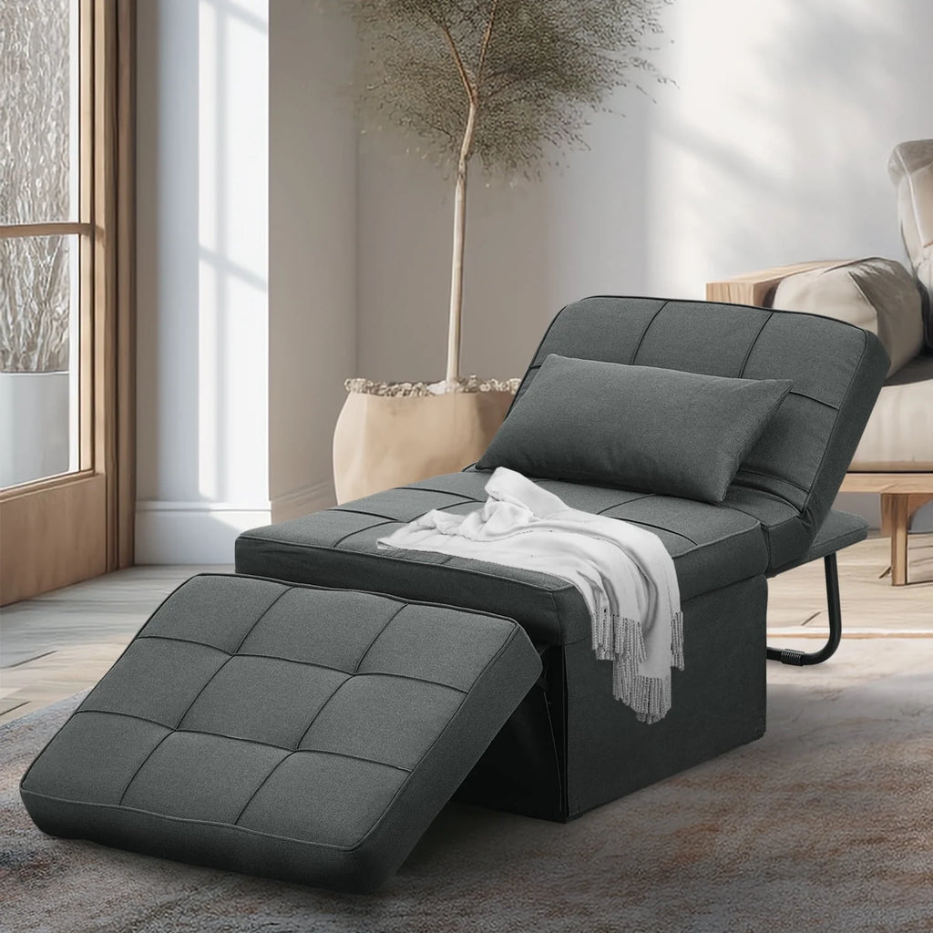 Folding Sofa Bed 4 in 1 Twin Size Grey H5958